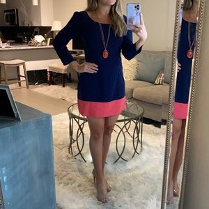 Navy and pink Karlie shift dress